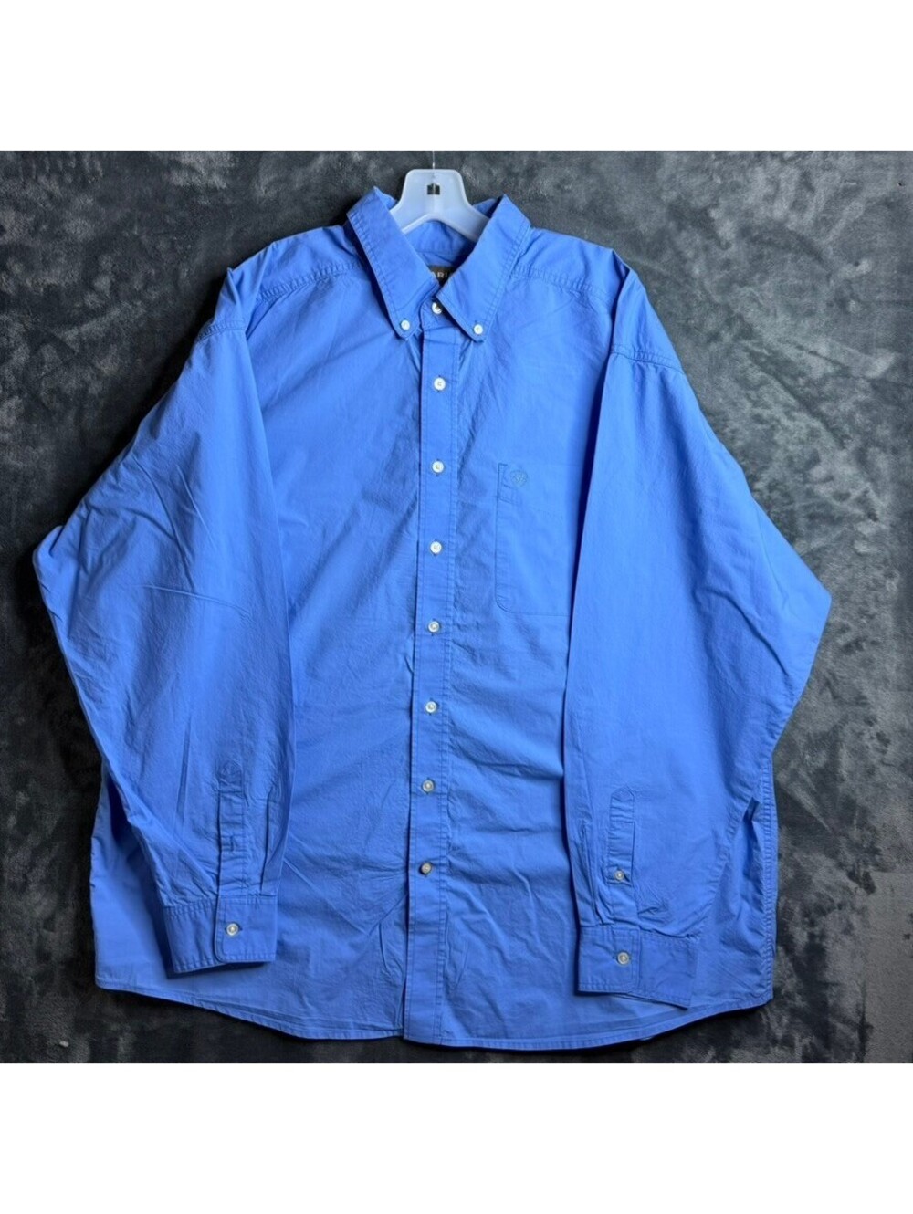 Ariat Solid Poplin Long Sleeve Button Down Shirt Light Blue Men's Sz XXL